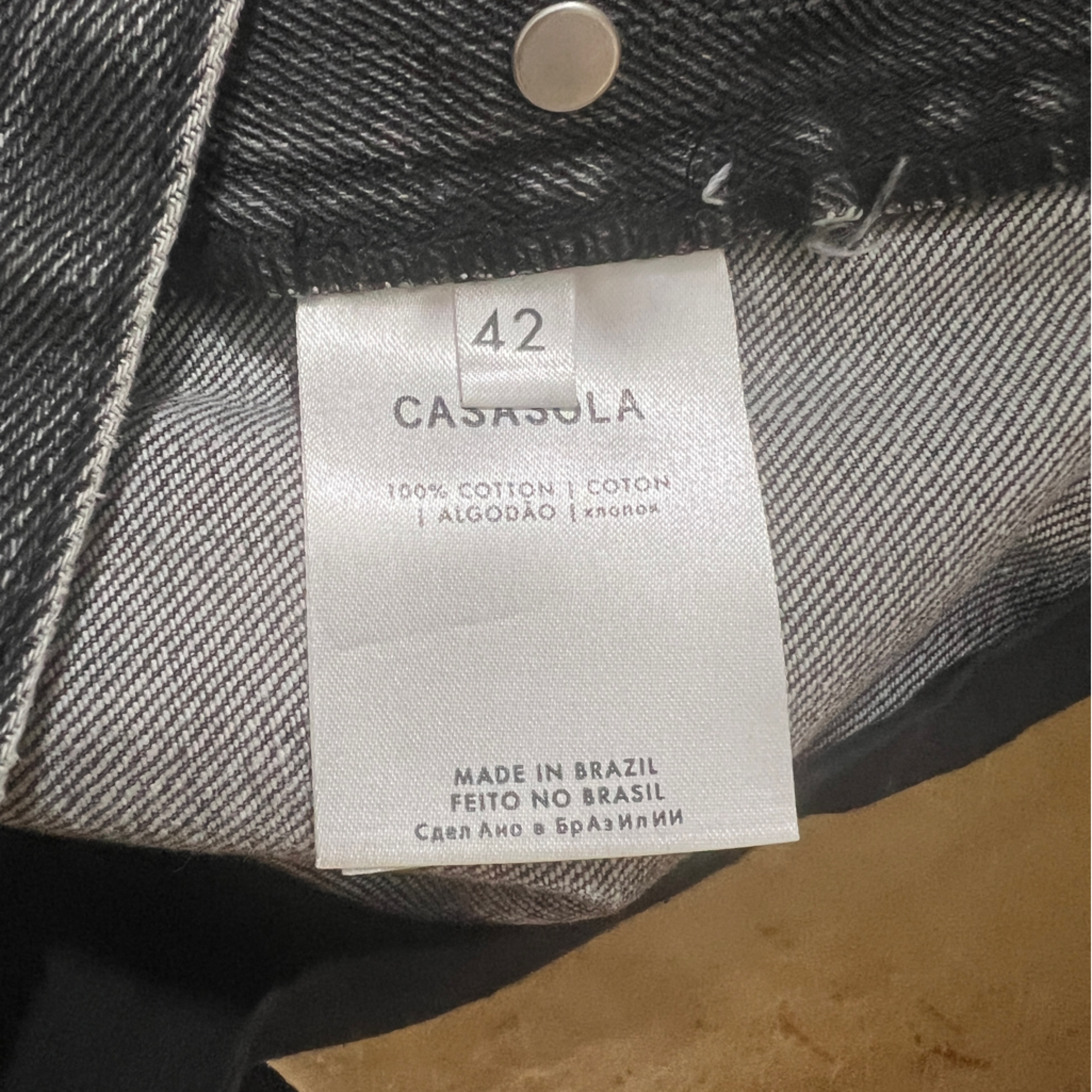 Casasola It42 Or Us6/8 100% Cotton Washed Black High Rise Straight Leg Jeans — image 8 of 8
